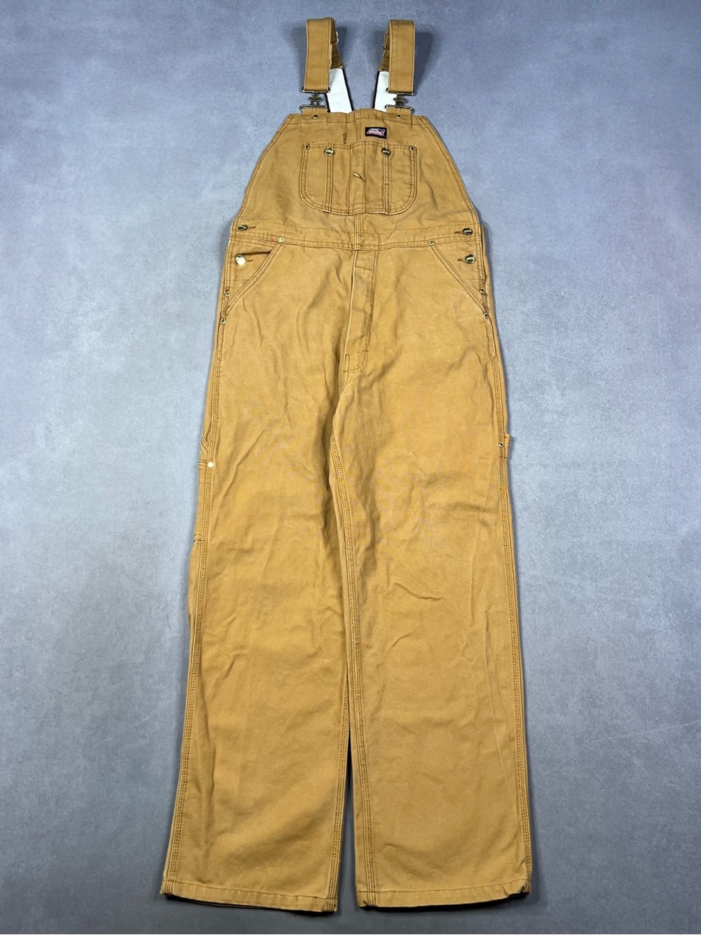 Dickies Tan Brown Canvas Bib Overalls